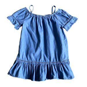 GUC Self Esteem Girls Cold Shoulder Ruffle Style Shirt-Blue-Size 7